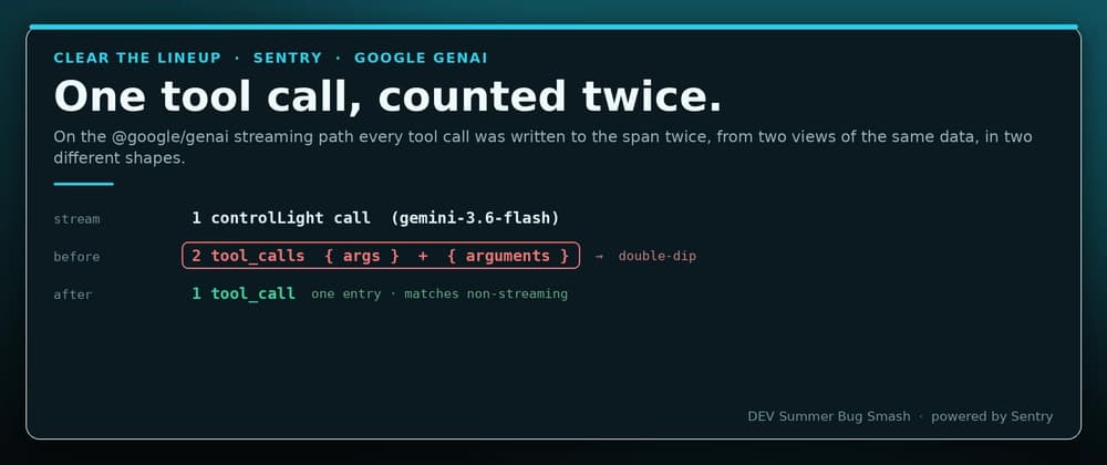 One tool call, counted twice: a Google GenAI streaming double-dip in Sentry's JS SDK