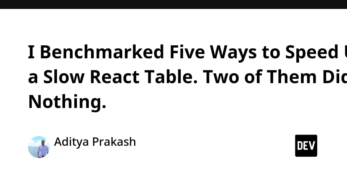 I Benchmarked Five Ways to Speed Up a Slow React Table. Two of Them Did Nothing.